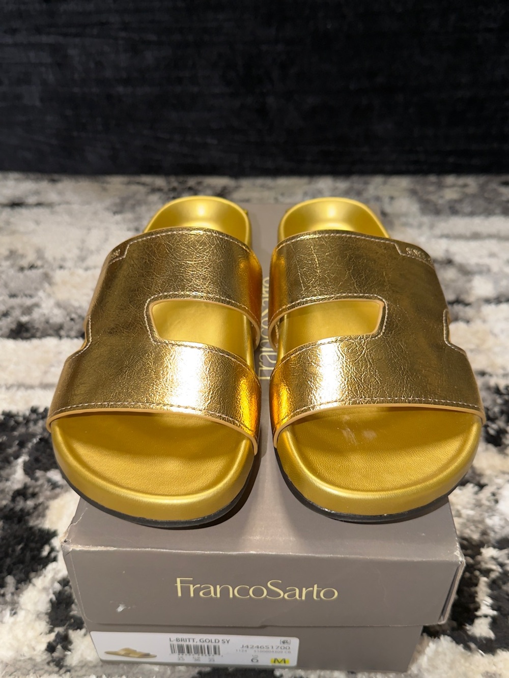 Franco Sarto Metallic Gold Slide Sandals